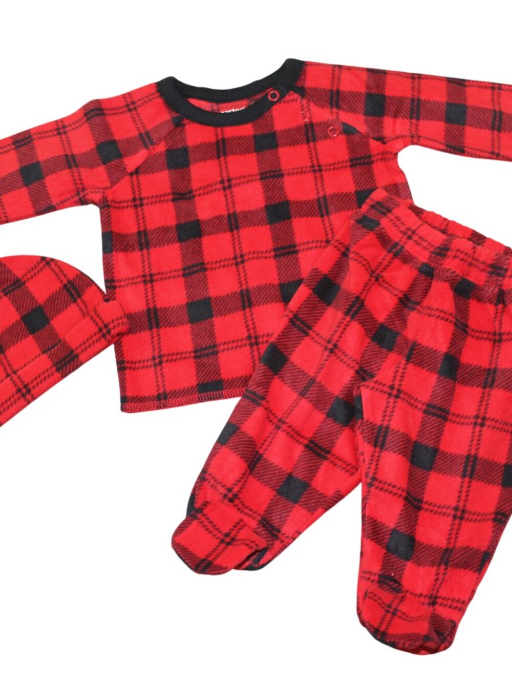 Carters Plaid Fleece 3-Piece Set Newborn NB 3M 6M Baby Outfit Hat Holiday NWT